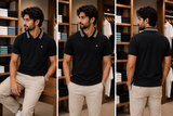 C-K STRIPED COLLAR POLO T-SHIRT