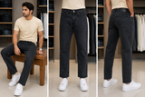 ZAR CHARCOAL GREY STRAIGHT FIT JEANS