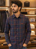 HG BSS CORDUROY CHECK NAVY & RUST OG SHIRT