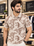 R/R MEN'S ALL-OVER PAISLEY PRINT COTTON POLO T-SHIRT