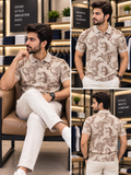 R/R MEN'S ALL-OVER PAISLEY PRINT COTTON POLO T-SHIRT