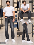 J&J MEN'S WASHED BLACK STRAIGHT FIT JEANS