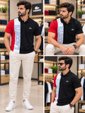 LCST TRI-COLOR PANEL BRANDED POLO T-SHIRT