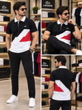 LCST GEOMETRIC COLORBLOCK POLO T-SHIRT