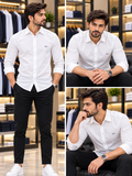 A-X CONCEALED PLACKET MINIMALIST EMBROIDERED PLAIN SHIRT