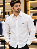 BSS JACQUARD PATTERN EMBROIDERED LOGO FORMAL/CASUAL OG SHIRT
