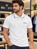 HKT LONDON TIPPED COLLAR LUXURY COTTON PIQUÉ POLO T-SHIRT