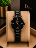 Dior Black Faceted Ceramic Watch with Glitter Sunray Dial ladies watch