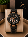 Gc Swiss Made Men's Black Chronograph Watch – Rose Gold & Black Stainless Steel metal strap original watch