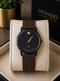 Movado Museum Slim Black Dial Watch – Brown Leather Strap watch