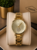 Fossil Gold-Tone Women's Analog Watch with Crystal Accent Dial