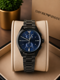 Emporio Armani Black Chronograph Men's Stainless Steel metal strap original Watch