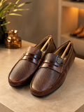 Tommy hilfiger  Premium Brown Micro-Textured Penny Loafers
