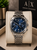 Emporio Armani AR11668 Men's Chronograph Watch – Blue Dial metal strap original watch
