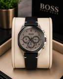 BOSS Men's Stainless Steel Chronograph leather strap original Watch