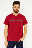 A-X MAROON LOGO PRINT ROUND NECK T-SHIRT