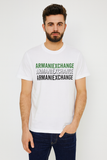 A-X WHITE LOGO PRINT ROUND NECK T-SHIRT