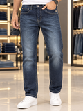 D/G STRAIGHT FIT WASHED DARK INDIGO EMBROIDERED JEANS