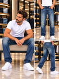FRGM STRAIGHT FIT WASHED INDIGO GANCINI HARDWARE JEANS