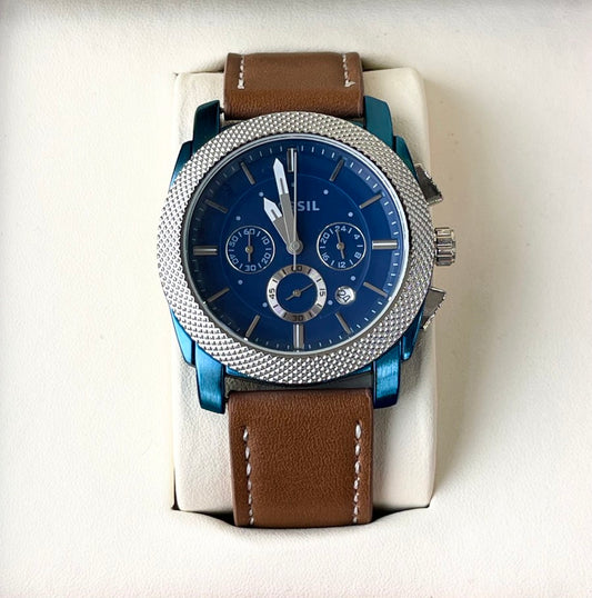 FOSL CHRONO LEATHER STRAP WATCH