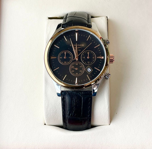 LONGNS CHRONO LEATHER WATCH