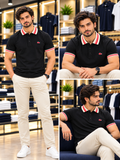 LCST STRIPED COLLAR CROCODILE LOGO POLO T-SHIRT