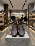 TMY Premium Dark Brown Pebble-Grain Penny Loafers