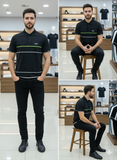 HG BSS STRIPED ACCENT POLO T-SHIRT