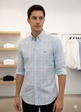 TMY LIGHT BLUE WINDOWPANE PLAID SHIRT