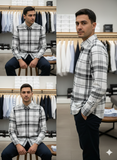 TMY BLACK AND WHITE MONOCHROME PLAID SHIRT