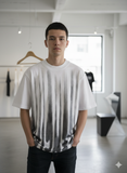 BLCAGA White Round Neck Oversized T-Shirt with Dripping Black Graffiti / Logo Graphic Print