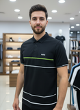 HG BSS STRIPED ACCENT POLO T-SHIRT