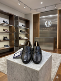 TMY Premium Black Croc-Embossed Leather Horsebit Loafers