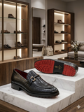 FRANK ROMELO Premium Snakeskin-Textured Leather Loafers
