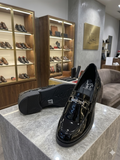 SOUFRTIN High-Shine Gloss Black Bit Loafers