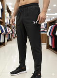 U/A BLACK WOVEN ATHLETIC NS LYCRA DRIFIT TRACK PANTS