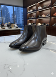 PAIZNIA Black Leather Pointed-Toe Chelsea Boots