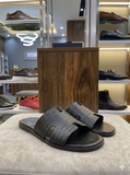 HERMES Artisan Woven  | Carbon Black Leather Slipper