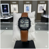 Casio "World Time" Illuminator (AE-1121WH) – Digital Display with Cognac Leather Strap