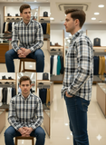 TMY BLACK AND BLUE PLAID CHECKS SHIRT