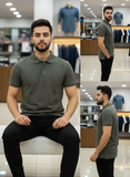C-K SOLID OLIVE GREEN PIQUE POLO T-SHIRT