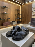 TROPHY Premium Men's Smooth Leather Buckled Toe-Loop leather slipper