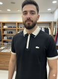LCST BLACK AND BEIGE TRIM POLO T-SHIRT