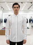 TMY MEN'S WHITE SHIRT WITH RED & NAVY TRIM