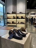 TMY Premium Navy Leather Penny Loafers