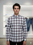 TMY CLASSIC RED, WHITE, AND NAVY PLAID SHIRT