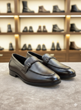 FRANK Men’s Espresso Pebble-Grain Loafers