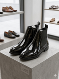 ZRA Executive High-Gloss Patent Side-Zip Chelsea Boots