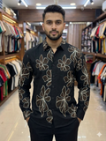 IMPORTED PREMIUM BOLD FLORAL EMBROIDERED ARTISAN DESIGNER SHIRT