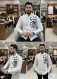 IMPORTED PARTY WEAR OPULENT SWIRL STONE WORK SLIM FIT DESIGNER SHIRT